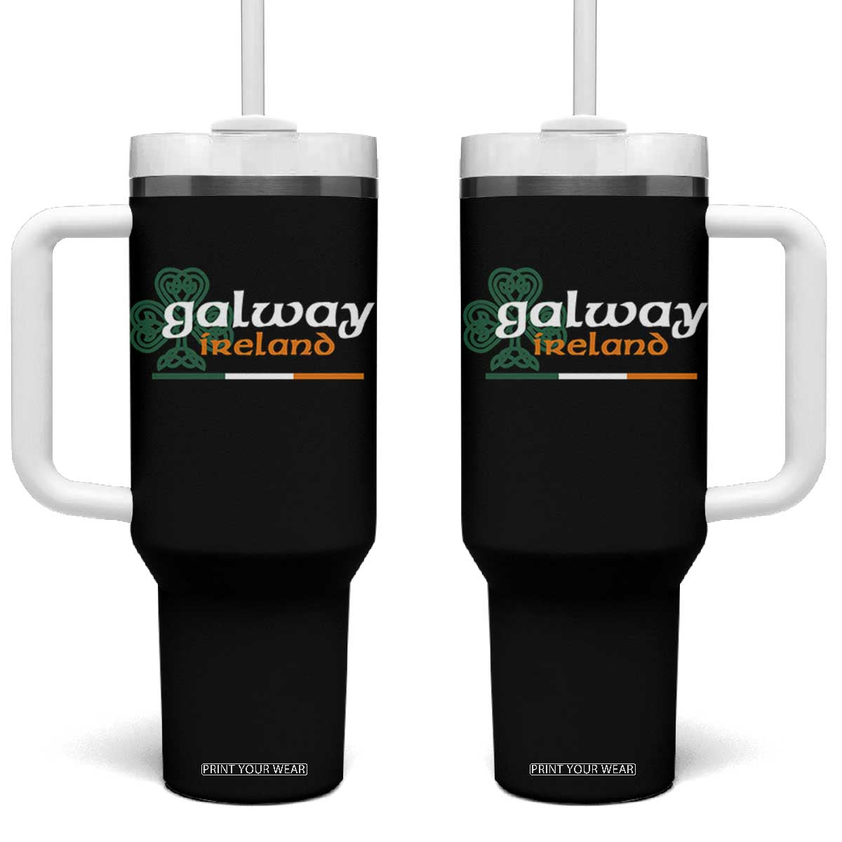 Galway Ireland Tumbler With Handle Irish City Souvenir St Patricks Day Celtic Shamrock TS11 One Size: 40 oz Black Print Your Wear
