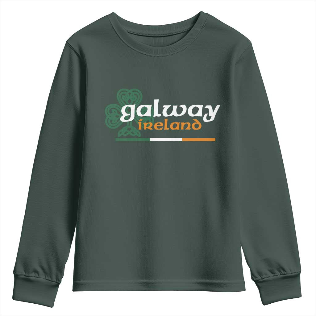 Galway Ireland Youth Sweatshirt Irish City Souvenir St Patricks Day Celtic Shamrock TS11 Dark Forest Green Print Your Wear