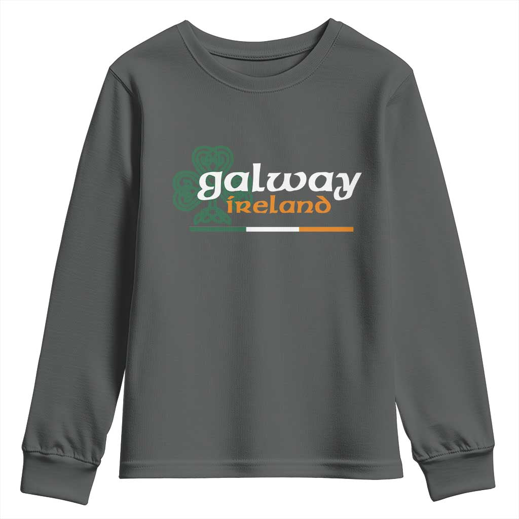 Galway Ireland Youth Sweatshirt Irish City Souvenir St Patricks Day Celtic Shamrock TS11 Dark Heather Print Your Wear