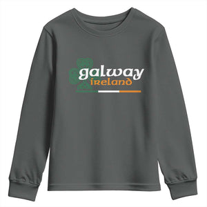 Galway Ireland Youth Sweatshirt Irish City Souvenir St Patricks Day Celtic Shamrock TS11 Dark Heather Print Your Wear