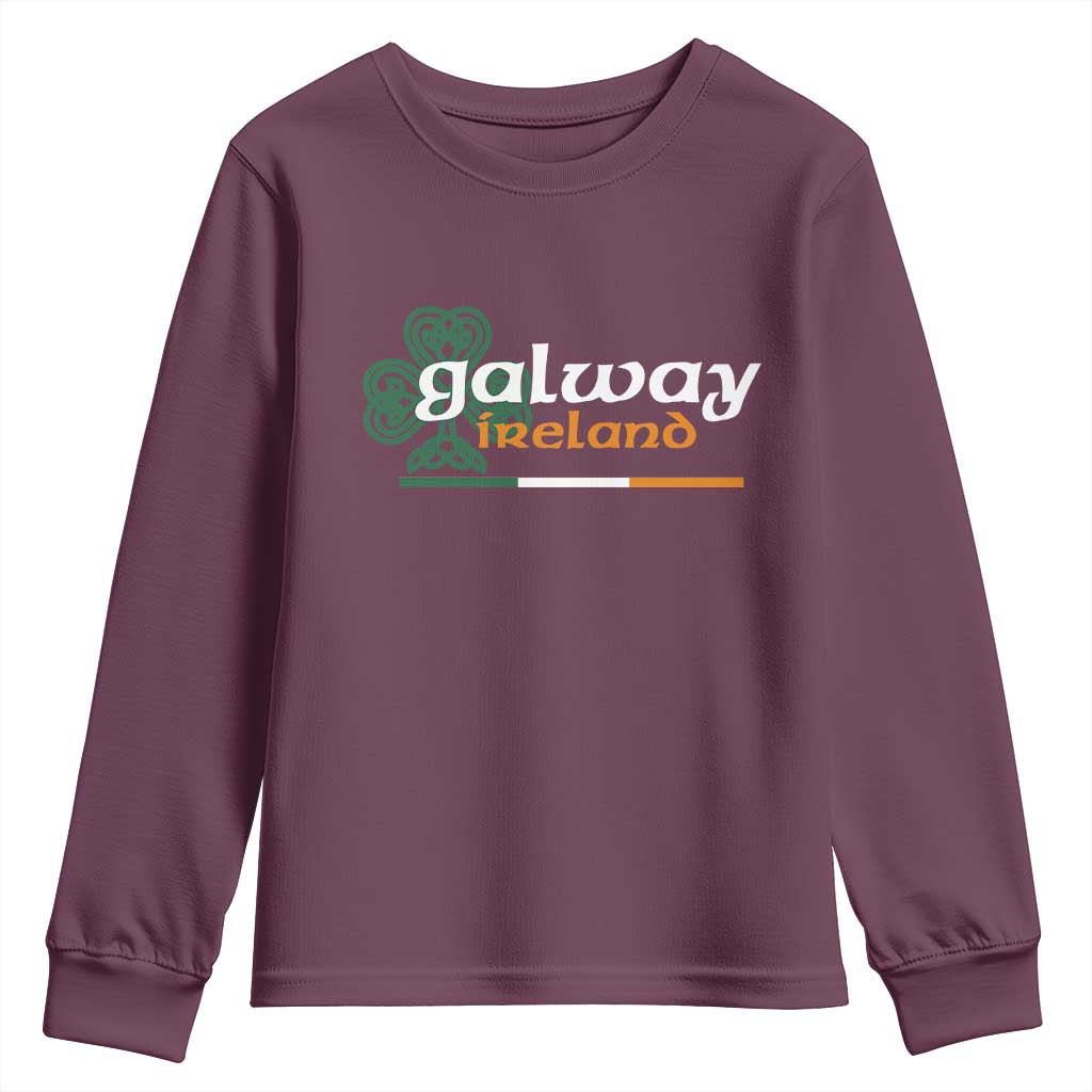 Galway Ireland Youth Sweatshirt Irish City Souvenir St Patricks Day Celtic Shamrock TS11 Maroon Print Your Wear