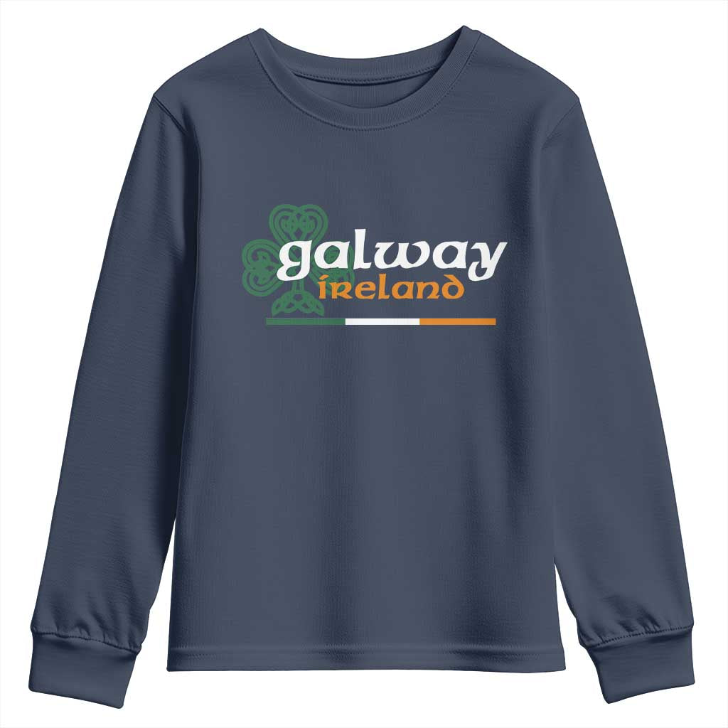 Galway Ireland Youth Sweatshirt Irish City Souvenir St Patricks Day Celtic Shamrock TS11 Navy Print Your Wear