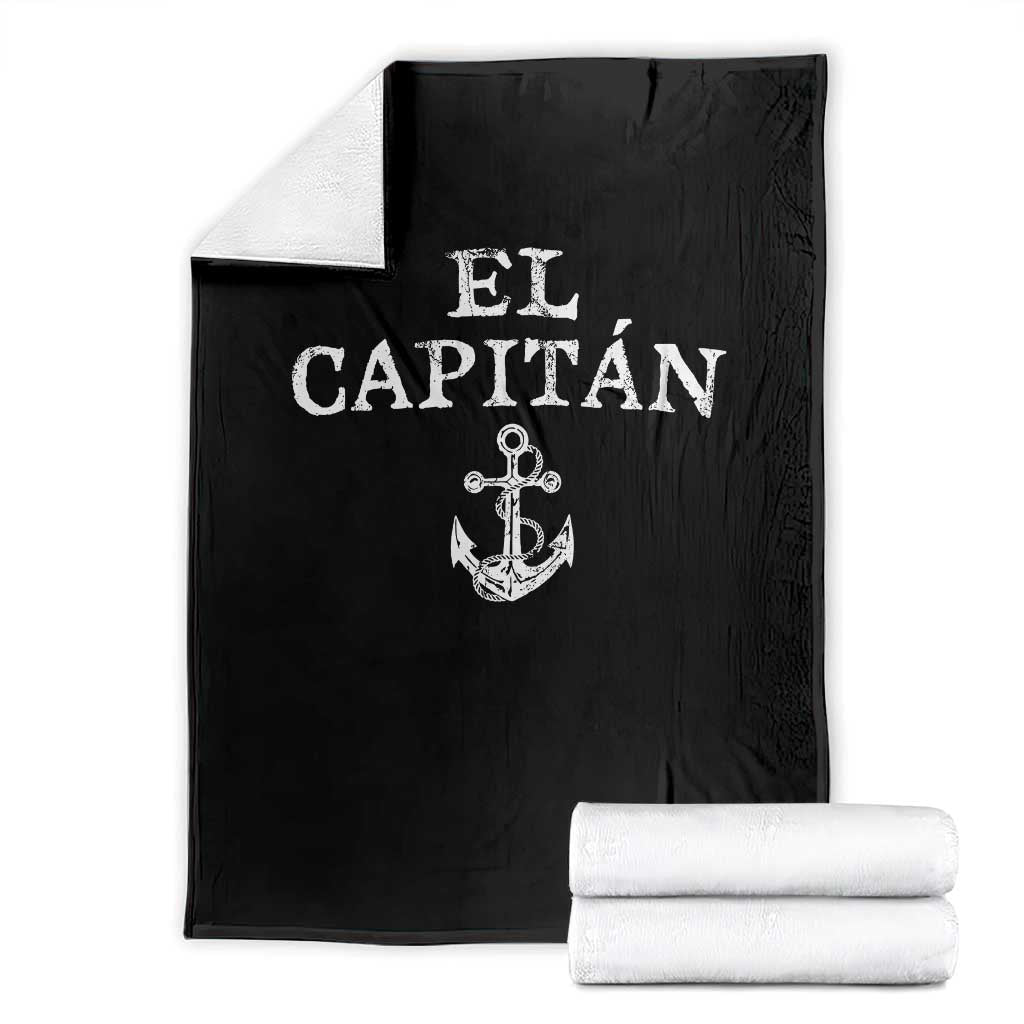 El Capitan Throw Blanket Funny Boat Captain Vintage Anchor TS11 Black Print Your Wear