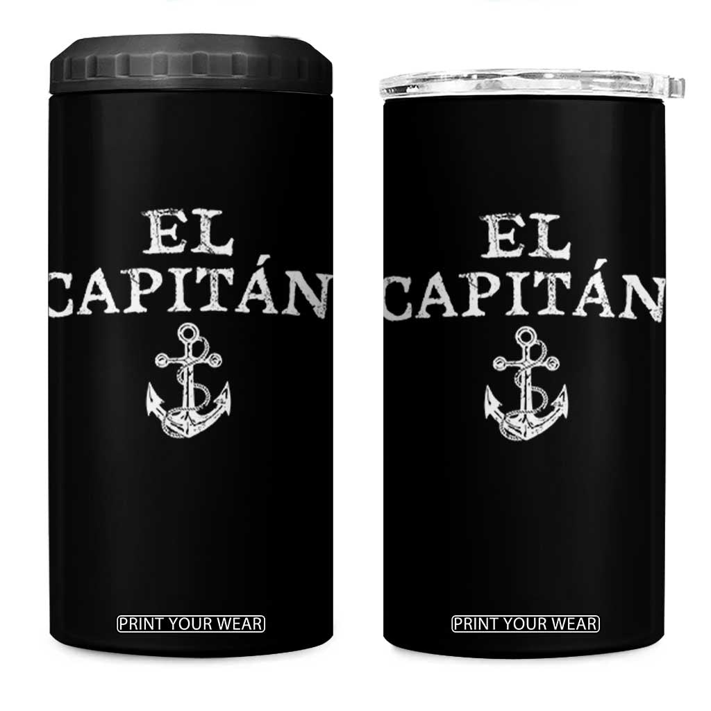 El Capitan 4 in 1 Can Cooler Tumbler Funny Boat Captain Vintage Anchor TS11 One Size: 16 oz Black Print Your Wear