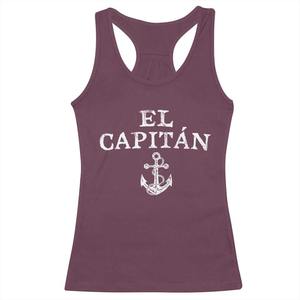 El Capitan Racerback Tank Top Funny Boat Captain Vintage Anchor TS11 Maroon Print Your Wear
