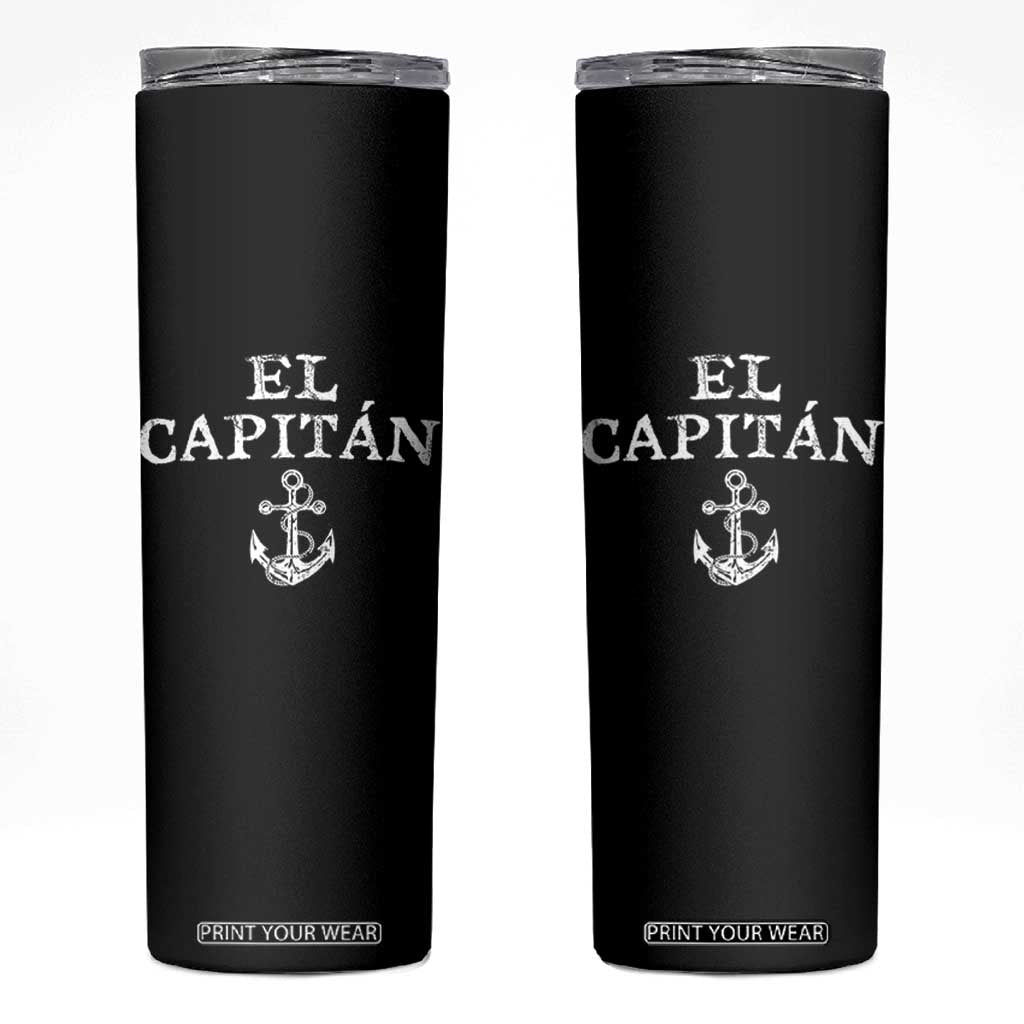 El Capitan Skinny Tumbler Funny Boat Captain Vintage Anchor TS11 Black Print Your Wear