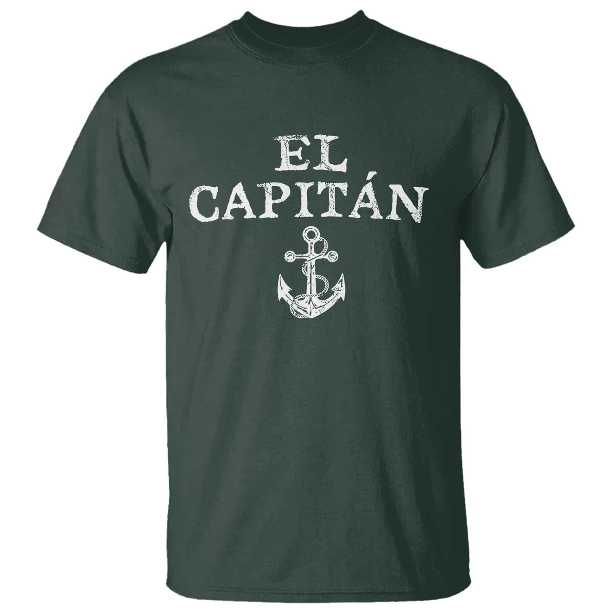 El Capitan T Shirt Funny Boat Captain Vintage Anchor TS11 Dark Forest Green Print Your Wear