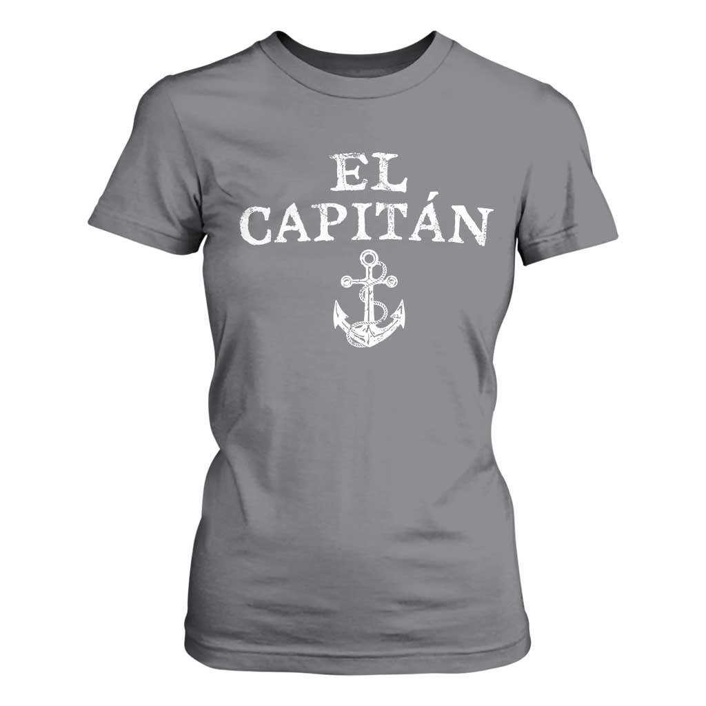 El Capitan T Shirt For Women Funny Boat Captain Vintage Anchor TS11 Charcoal Print Your Wear