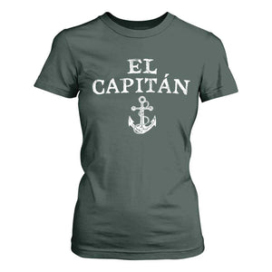 El Capitan T Shirt For Women Funny Boat Captain Vintage Anchor TS11 Dark Forest Green Print Your Wear