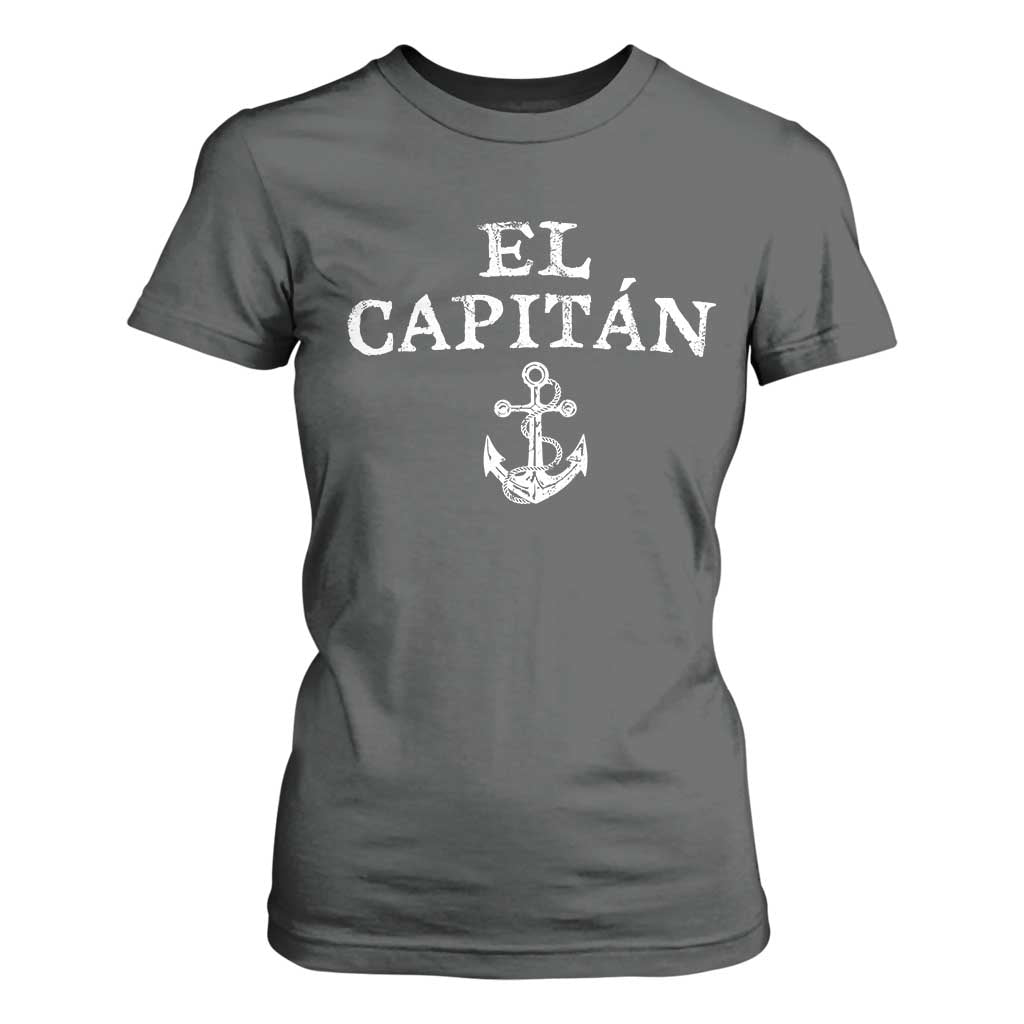 El Capitan T Shirt For Women Funny Boat Captain Vintage Anchor TS11 Dark Heather Print Your Wear