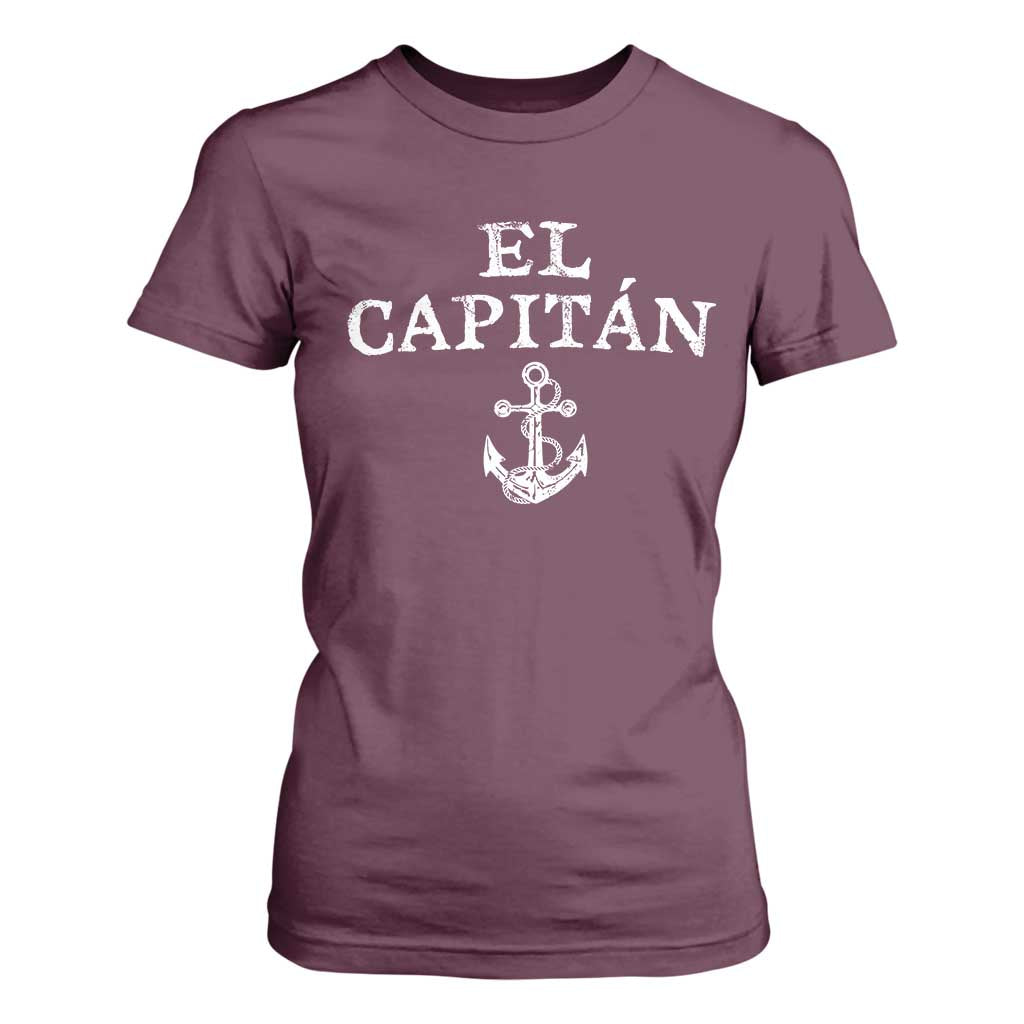 El Capitan T Shirt For Women Funny Boat Captain Vintage Anchor TS11 Maroon Print Your Wear