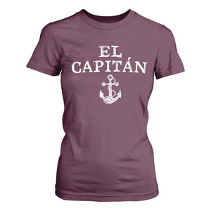 El Capitan T Shirt For Women Funny Boat Captain Vintage Anchor TS11 Maroon Print Your Wear