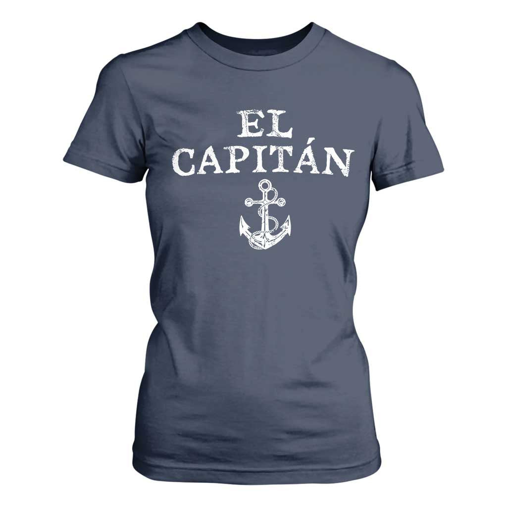 El Capitan T Shirt For Women Funny Boat Captain Vintage Anchor TS11 Navy Print Your Wear