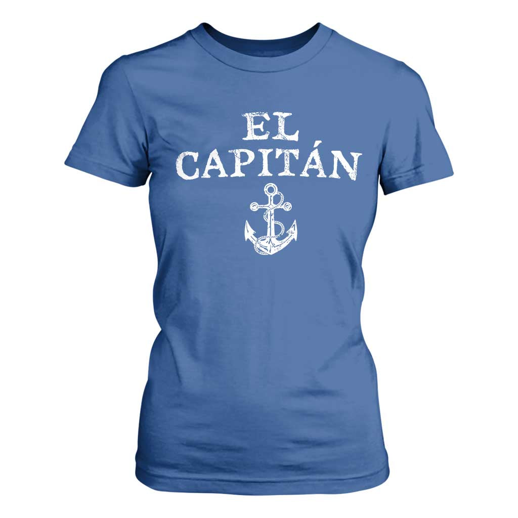 El Capitan T Shirt For Women Funny Boat Captain Vintage Anchor TS11 Royal Blue Print Your Wear