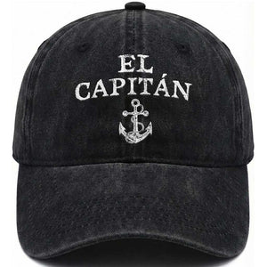 El Capitan Washed Cotton Baseball Cap Funny Boat Captain Vintage Anchor TS11 Print Your Wear