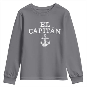 El Capitan Youth Sweatshirt Funny Boat Captain Vintage Anchor TS11 Charcoal Print Your Wear