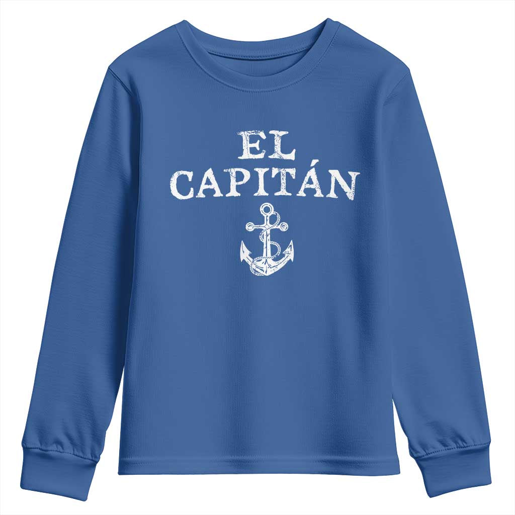 El Capitan Youth Sweatshirt Funny Boat Captain Vintage Anchor TS11 Royal Blue Print Your Wear