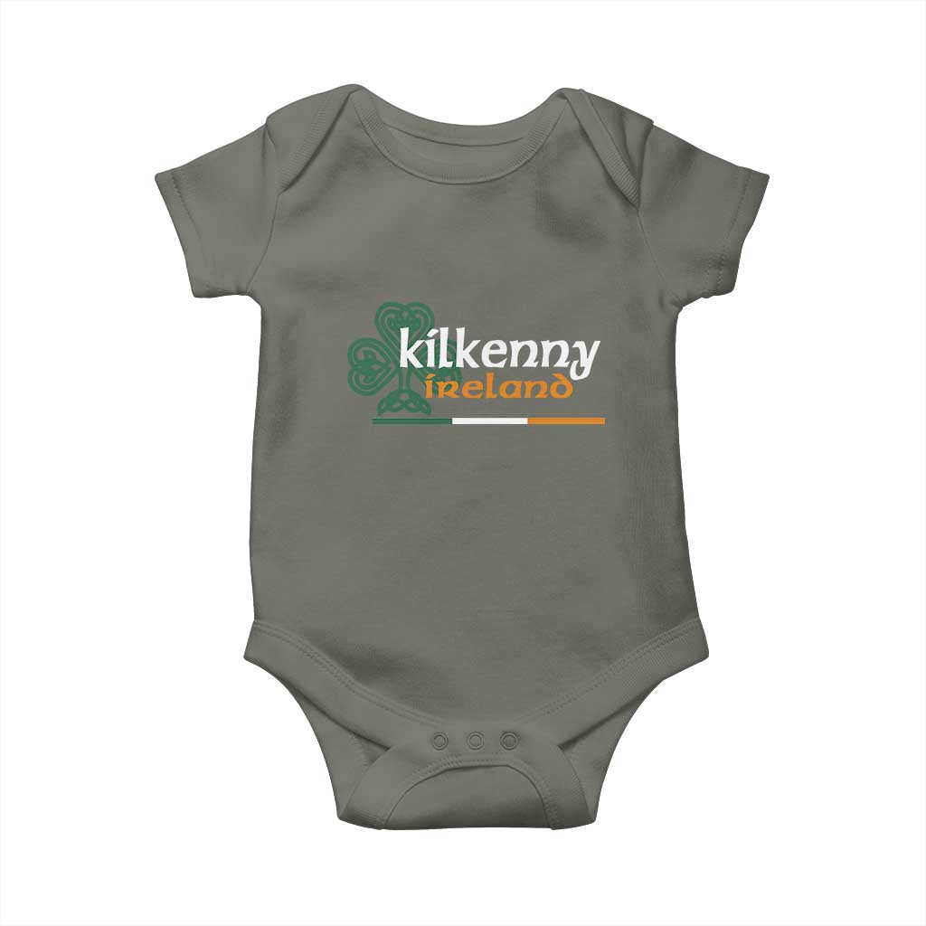 Kilkenny Ireland Baby Onesie Irish City Souvenir St Patricks Day Celtic Shamrock TS11 Military Green Print Your Wear