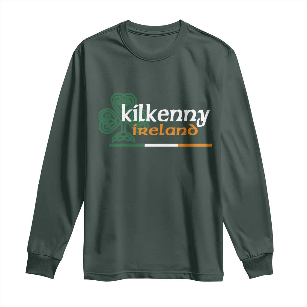 Kilkenny Ireland Long Sleeve Shirt Irish City Souvenir St Patricks Day Celtic Shamrock TS11 Dark Forest Green Print Your Wear