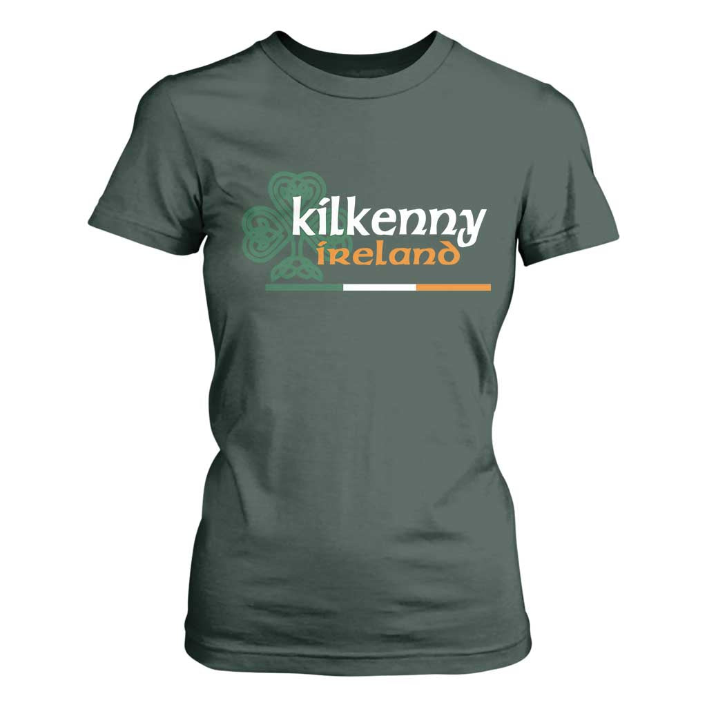 Kilkenny Ireland T Shirt For Women Irish City Souvenir St Patricks Day Celtic Shamrock TS11 Dark Forest Green Print Your Wear