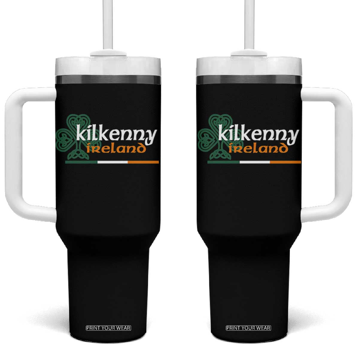 Kilkenny Ireland Tumbler With Handle Irish City Souvenir St Patricks Day Celtic Shamrock TS11 One Size: 40 oz Black Print Your Wear