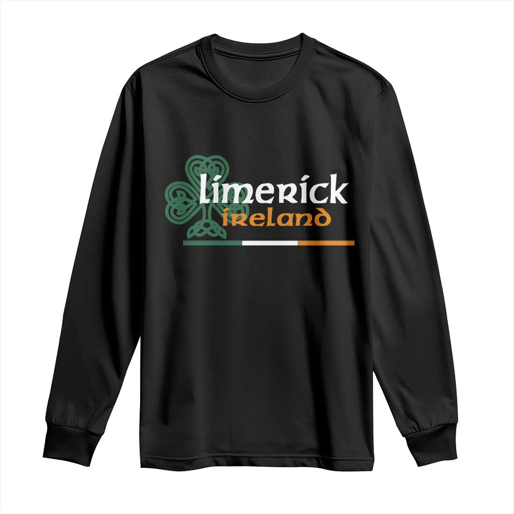 Limerick Ireland Long Sleeve Shirt Irish City Souvenir St Patricks Day Celtic Shamrock TS11 Black Print Your Wear