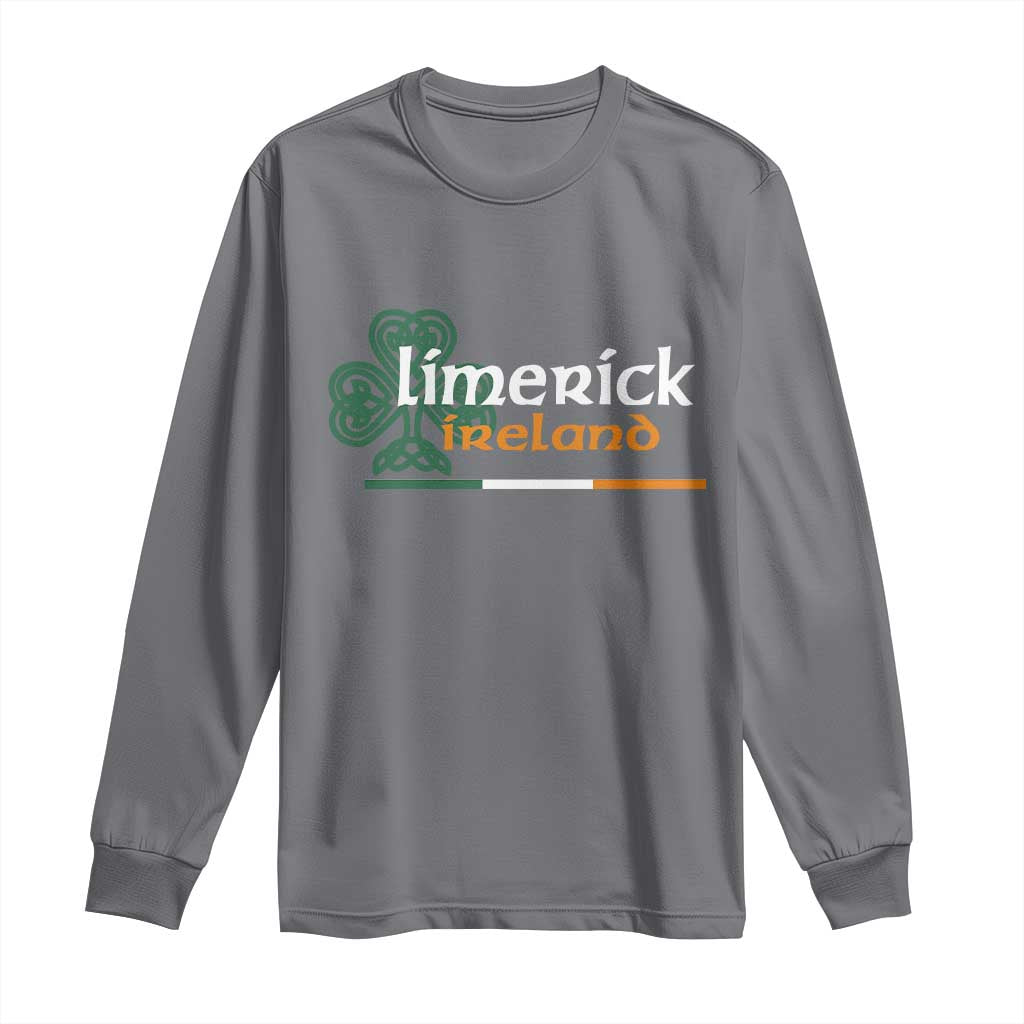 Limerick Ireland Long Sleeve Shirt Irish City Souvenir St Patricks Day Celtic Shamrock TS11 Charcoal Print Your Wear