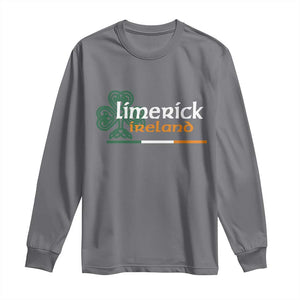 Limerick Ireland Long Sleeve Shirt Irish City Souvenir St Patricks Day Celtic Shamrock TS11 Charcoal Print Your Wear