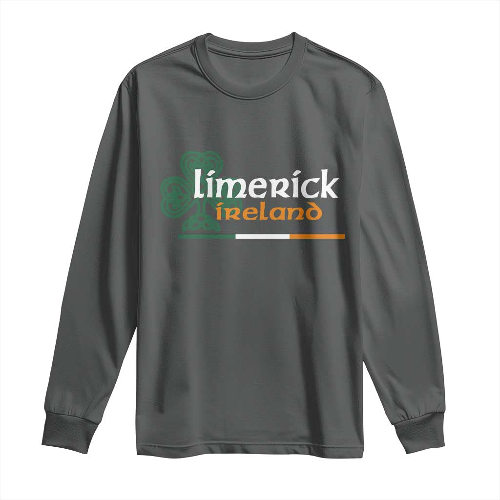 Limerick Ireland Long Sleeve Shirt Irish City Souvenir St Patricks Day Celtic Shamrock TS11 Dark Heather Print Your Wear