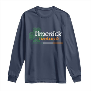 Limerick Ireland Long Sleeve Shirt Irish City Souvenir St Patricks Day Celtic Shamrock TS11 Navy Print Your Wear
