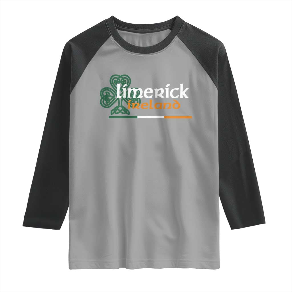 Limerick Ireland Raglan Shirt Irish City Souvenir St Patricks Day Celtic Shamrock TS11 Sport Gray Black Print Your Wear