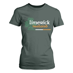 Limerick Ireland T Shirt For Women Irish City Souvenir St Patricks Day Celtic Shamrock TS11 Dark Forest Green Print Your Wear
