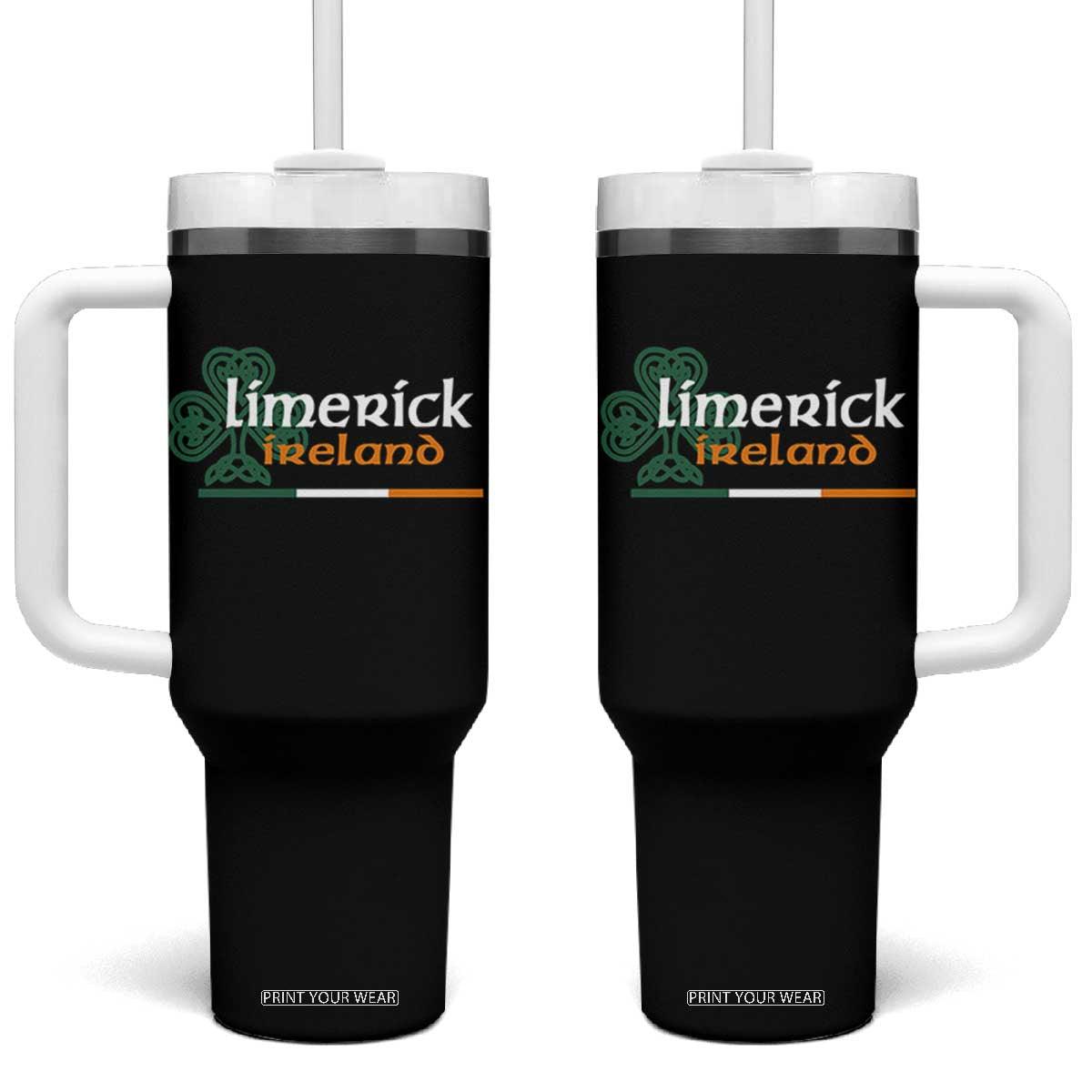 Limerick Ireland Tumbler With Handle Irish City Souvenir St Patricks Day Celtic Shamrock TS11 One Size: 40 oz Black Print Your Wear