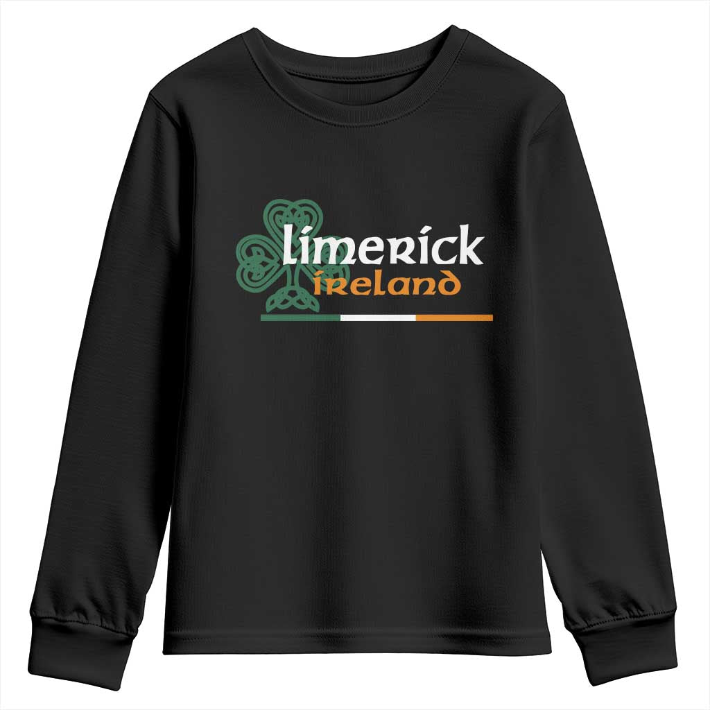 Limerick Ireland Youth Sweatshirt Irish City Souvenir St Patricks Day Celtic Shamrock TS11 Black Print Your Wear