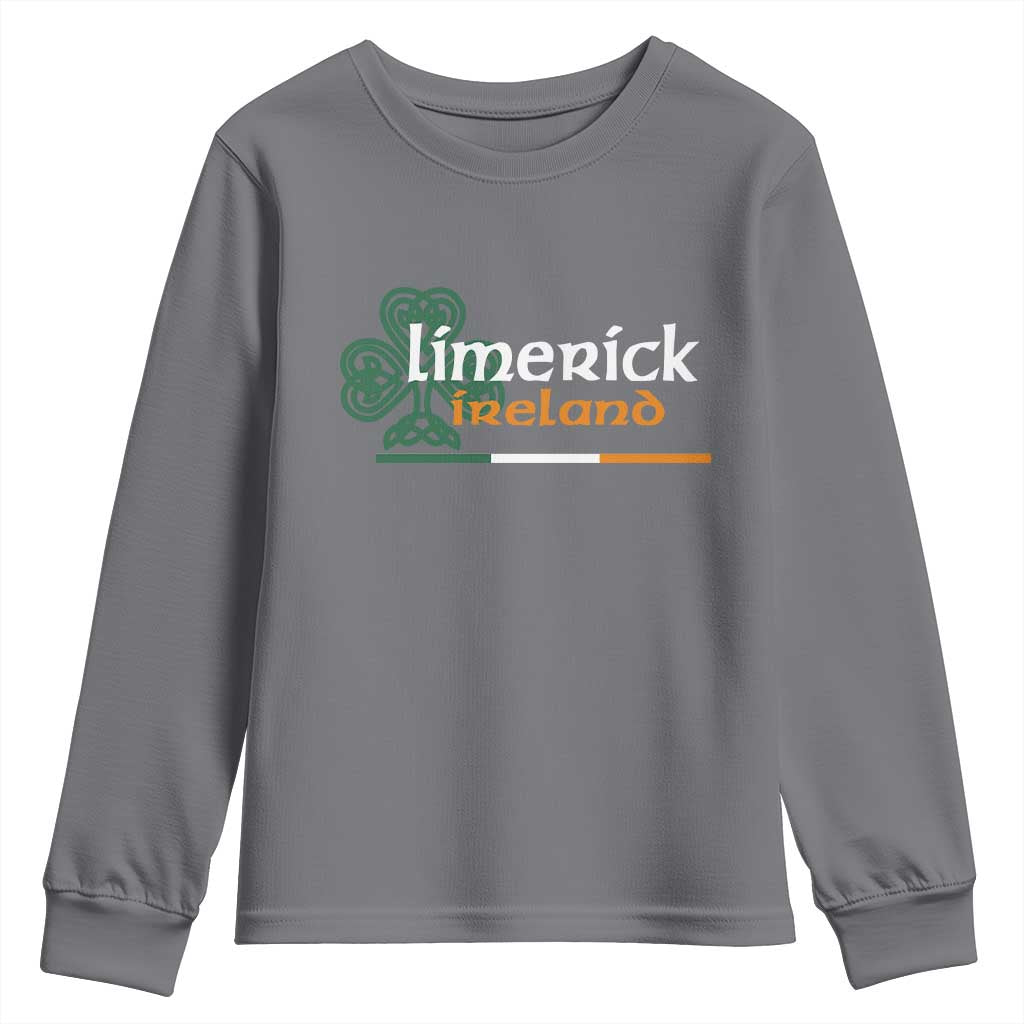 Limerick Ireland Youth Sweatshirt Irish City Souvenir St Patricks Day Celtic Shamrock TS11 Charcoal Print Your Wear