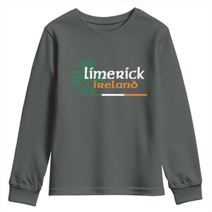 Limerick Ireland Youth Sweatshirt Irish City Souvenir St Patricks Day Celtic Shamrock TS11 Dark Heather Print Your Wear