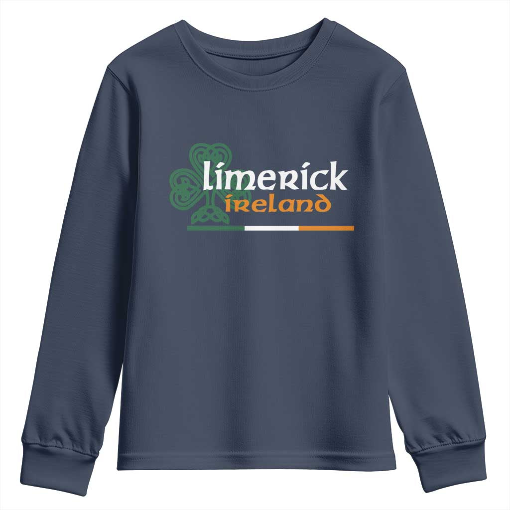 Limerick Ireland Youth Sweatshirt Irish City Souvenir St Patricks Day Celtic Shamrock TS11 Navy Print Your Wear