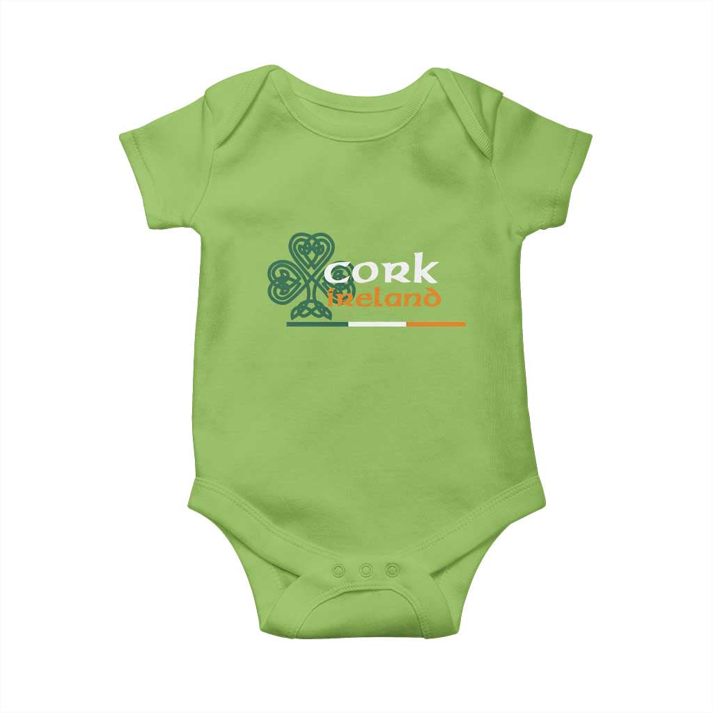 Cork Ireland Baby Onesie Irish City Souvenir St Patricks Day Celtic Shamrock TS11 Lime Print Your Wear