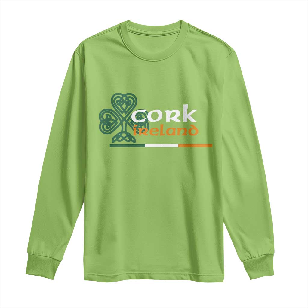 Cork Ireland Long Sleeve Shirt Irish City Souvenir St Patricks Day Celtic Shamrock TS11 Lime Print Your Wear