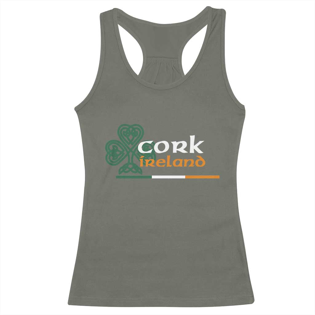 Cork Ireland Racerback Tank Top Irish City Souvenir St Patricks Day Celtic Shamrock TS11 Military Green Print Your Wear