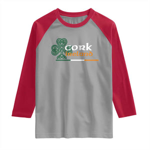 Cork Ireland Raglan Shirt Irish City Souvenir St Patricks Day Celtic Shamrock TS11 Sport Gray Red Print Your Wear