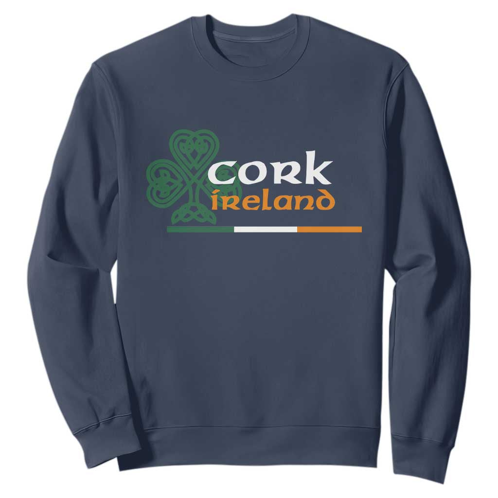 Cork Ireland Sweatshirt Irish City Souvenir St Patricks Day Celtic Shamrock TS11 Navy Print Your Wear