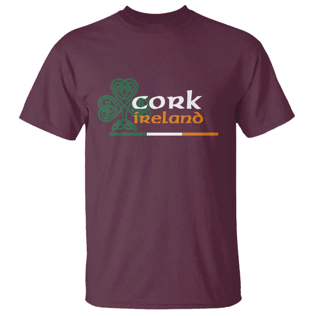 Cork Ireland T Shirt Irish City Souvenir St Patricks Day Celtic Shamrock TS11 Maroon Print Your Wear