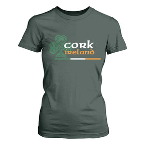 Cork Ireland T Shirt For Women Irish City Souvenir St Patricks Day Celtic Shamrock TS11 Dark Forest Green Print Your Wear