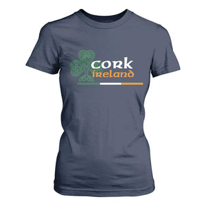 Cork Ireland T Shirt For Women Irish City Souvenir St Patricks Day Celtic Shamrock TS11 Navy Print Your Wear