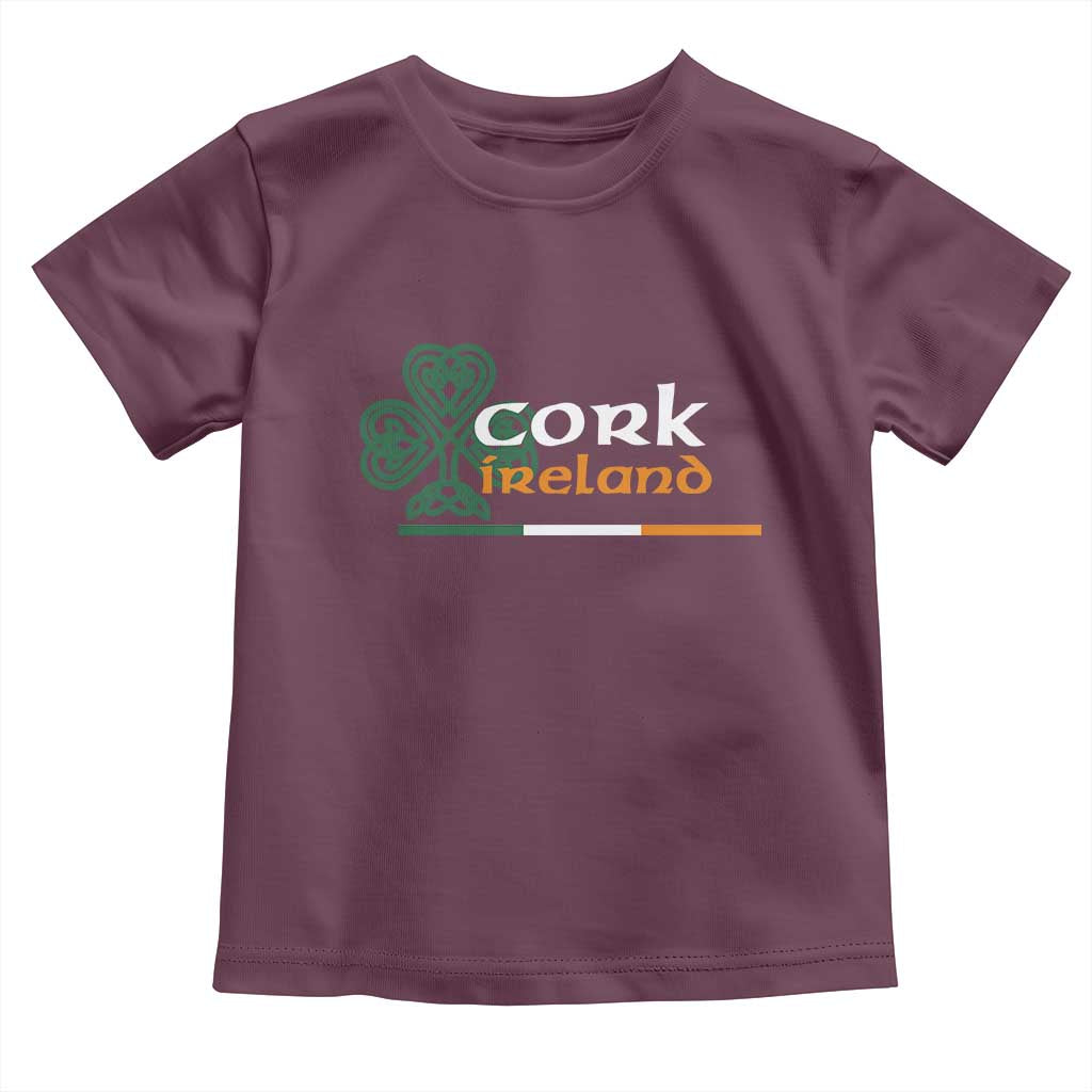 Cork Ireland Toddler T Shirt Irish City Souvenir St Patricks Day Celtic Shamrock TS11 Maroon Print Your Wear