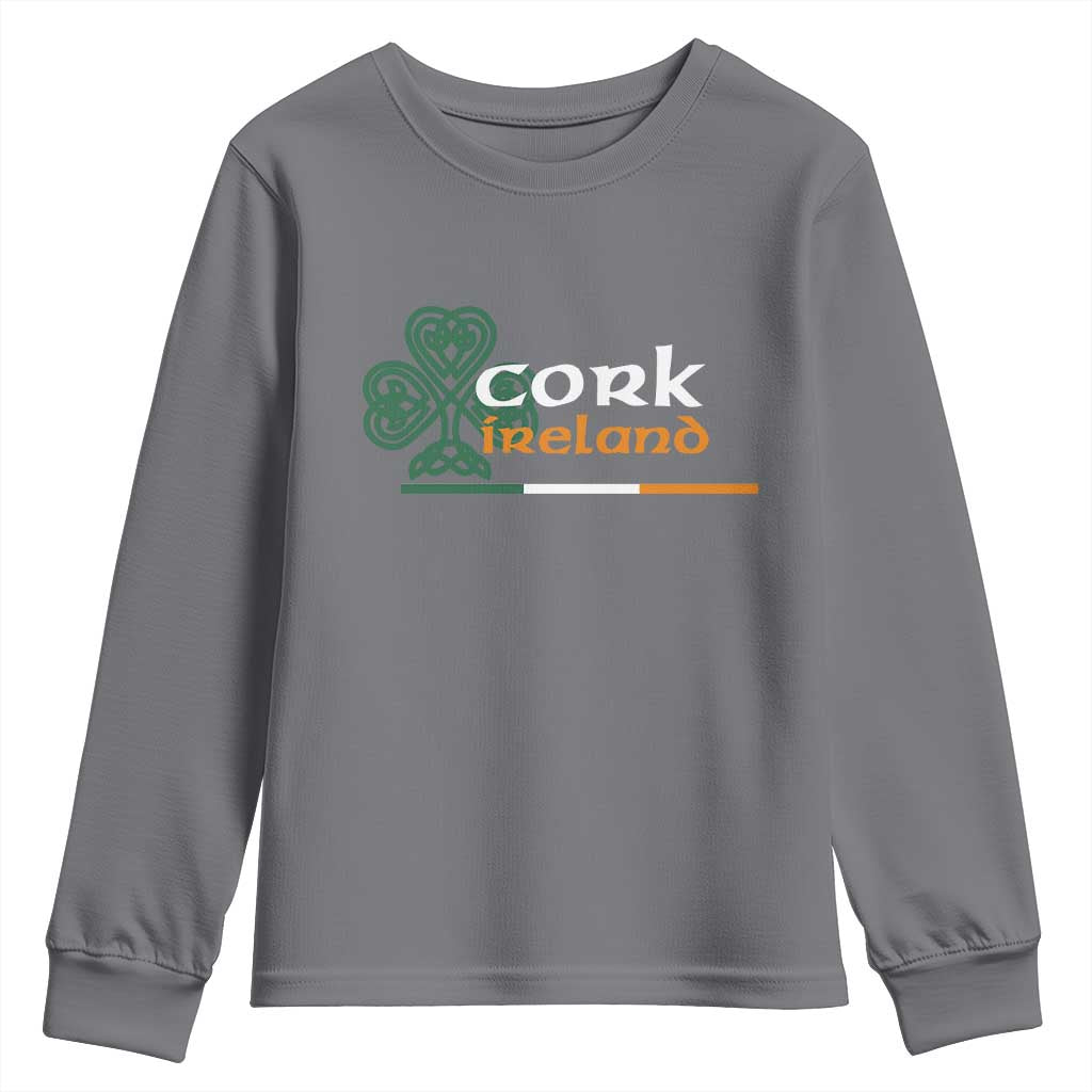 Cork Ireland Youth Sweatshirt Irish City Souvenir St Patricks Day Celtic Shamrock TS11 Charcoal Print Your Wear