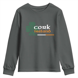 Cork Ireland Youth Sweatshirt Irish City Souvenir St Patricks Day Celtic Shamrock TS11 Dark Heather Print Your Wear