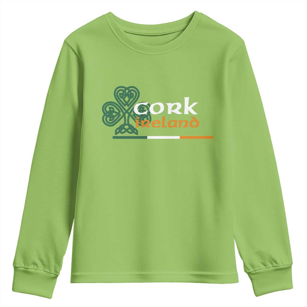 Cork Ireland Youth Sweatshirt Irish City Souvenir St Patricks Day Celtic Shamrock TS11 Lime Print Your Wear