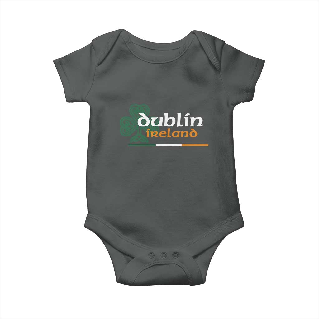 Dublin Ireland Baby Onesie Irish City Souvenir St Patricks Day Celtic Shamrock TS11 Dark Heather Print Your Wear